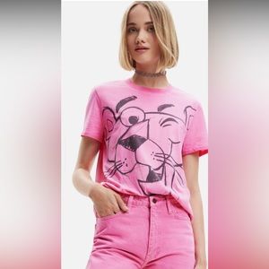 Desigual Pink Panther Smile T- Shirt NWT